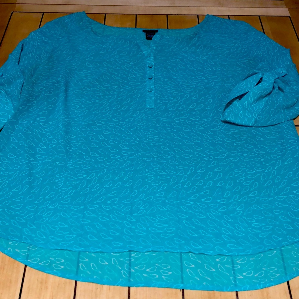 Torrid Plus Sz 2 Sheer Turquoise Blouse